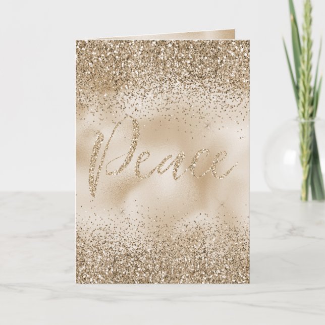 Tarjeta Gold Luxe Purpurina Peace (Anverso)