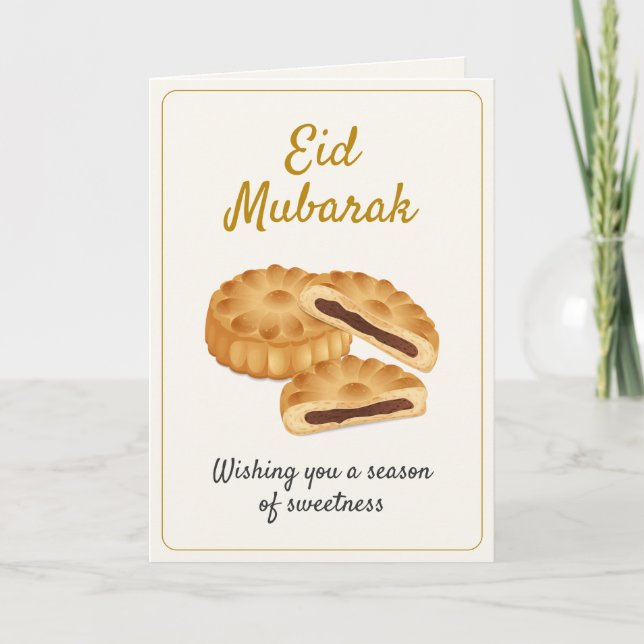 Tarjeta Gold Maamoul Pastry & Dates Sweet Eid Mubarak (Anverso)