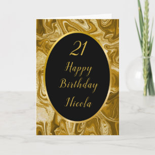 Tarjeta Gold Marble Agate 21 cumpleaños