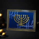 Tarjeta Gold Menorah Hanukkah<br><div class="desc">Artículos con temática navideña diseñados por Umua. Impreso y enviado por Zazzle o sus afiliados.</div>