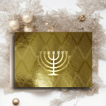 Tarjeta Gold Menorah Hanukkah<br><div class="desc">Artículos con temática navideña diseñados por Umua. Impreso y enviado por Zazzle o sus afiliados.</div>