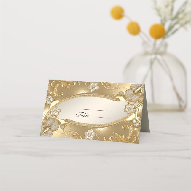 Tarjeta Gold Ornate Floral Place (Anverso)