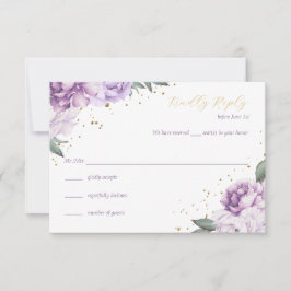 Tarjeta Gold Purple Floral Quinceañera Cumpleaños