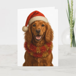 Tarjeta Gold / red Cocker Spaniel Happy Christmas card