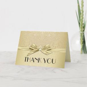Tarjeta Gold Ribbon Elegant Damask