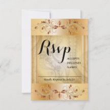 Tarjeta Gold Rsvp con detalles de encaje