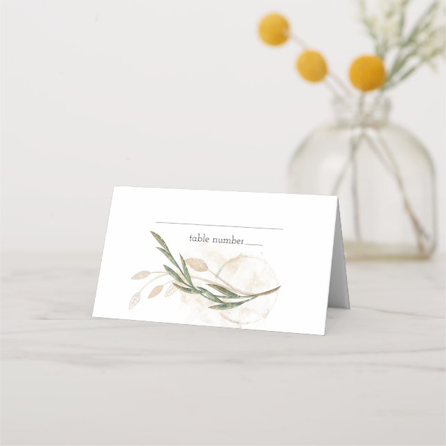 Tarjeta Gold Sage Green Floral Boda (Anverso)