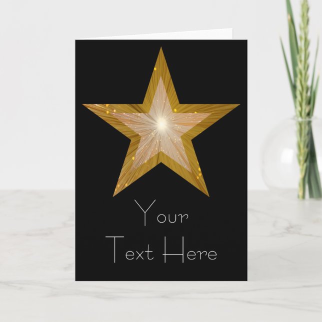 Tarjeta Gold Star ‘Your Text’ vertical negra (Anverso)