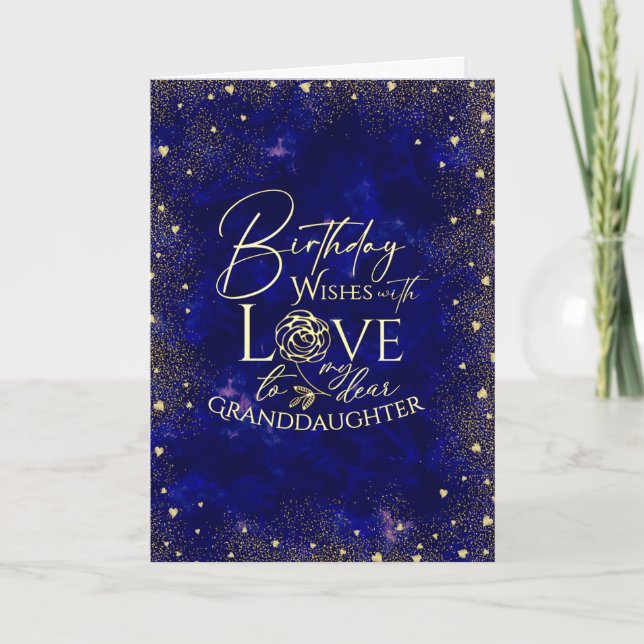 Tarjeta Gold Text Night Sky Birthday  Granddaughter Photo (Anverso)