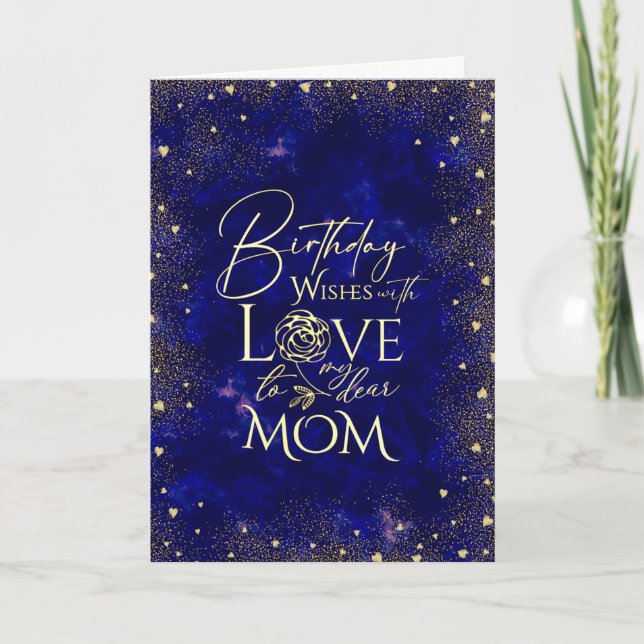 Tarjeta Gold Text Night Sky Birthday Mom Photo (Anverso)