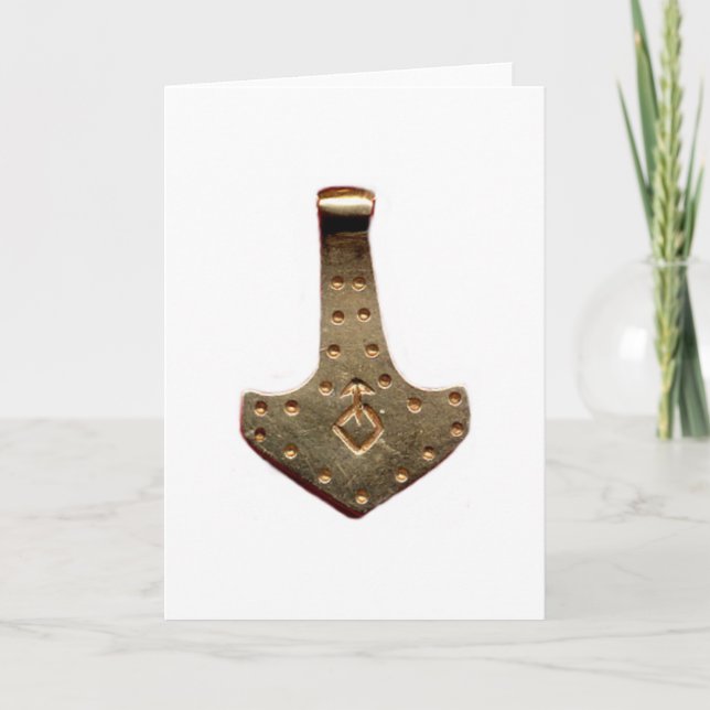 Tarjeta Gold Thor Hammer white greeting card (Anverso)
