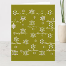 Tarjeta Gold Wrapping Paper Happy Holidays Snowflakes