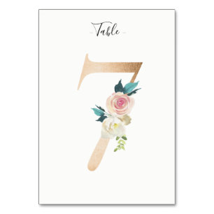 Tarjeta Golden 7 Floral número de mesa