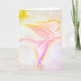 Tarjeta Golden Angel in Flight – Sun Pink Sky Greeting