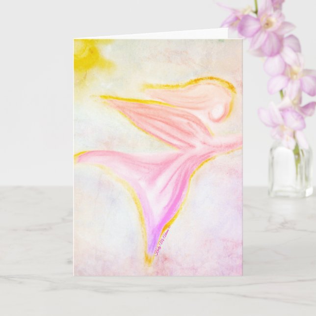 Tarjeta Golden Angel in Flight – Sun Pink Sky Greeting (Orquídea)
