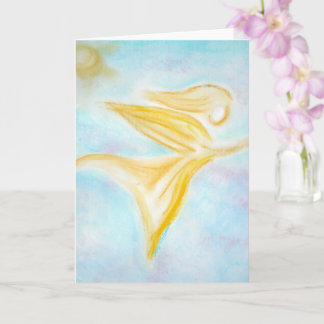 Tarjeta Golden Angel in Flight – Turquoise Sky Greeting