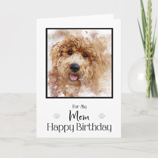 Tarjeta Golden Doodle Cavapoo Feliz cumpleaños, mamá (Anverso)