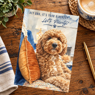 Tarjeta Golden Doodle Feliz Cumpleaños Hermano