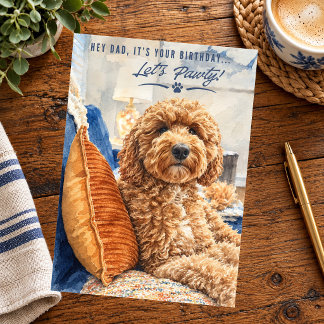 Tarjeta Golden Doodle Feliz Cumpleaños Papá
