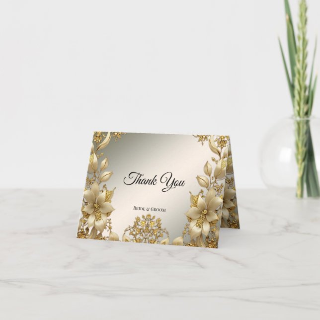 Tarjeta Golden Floral de agradecimiento (Anverso)