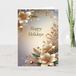 Tarjeta Golden Floral Holiday Card