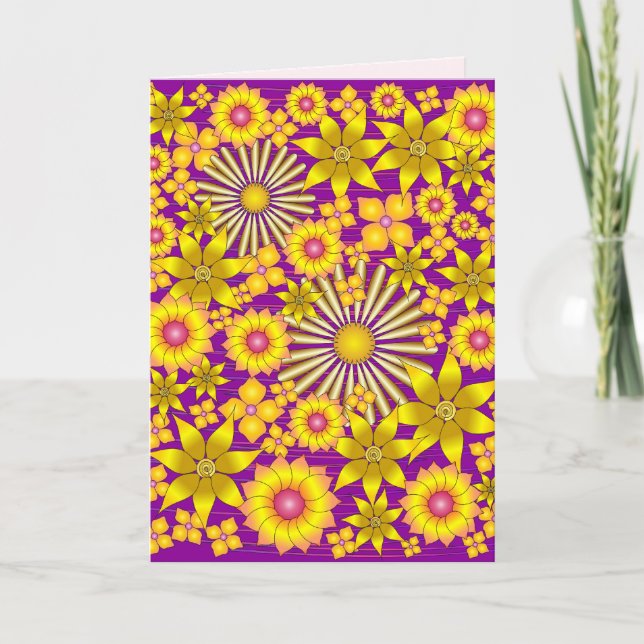 Tarjeta Golden Flowers Greeting Card (Anverso)