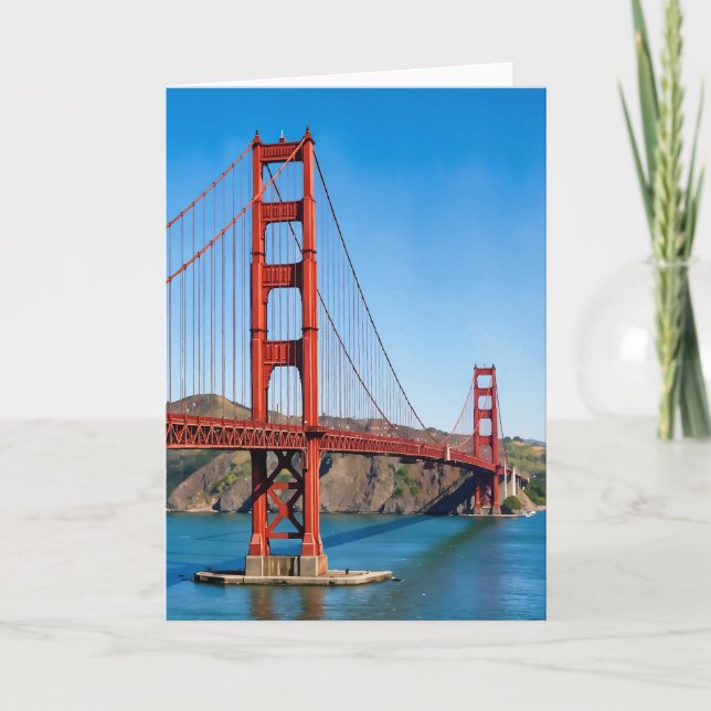 Tarjeta Golden Gate Bridge San Francisco Watercolor (Anverso)