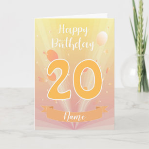 Tarjeta Golden Happy 20 cumpleaños