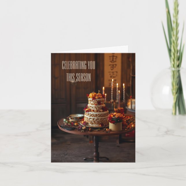 Tarjeta Golden Harvest Elegance Día de Acción de Gracias (Anverso)