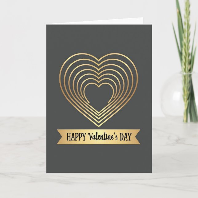 Tarjeta Golden Heart Pattern Valentine Card (Anverso)