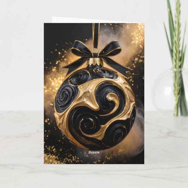 Tarjeta Golden Holiday Ornament Greeting Card (Reverso)