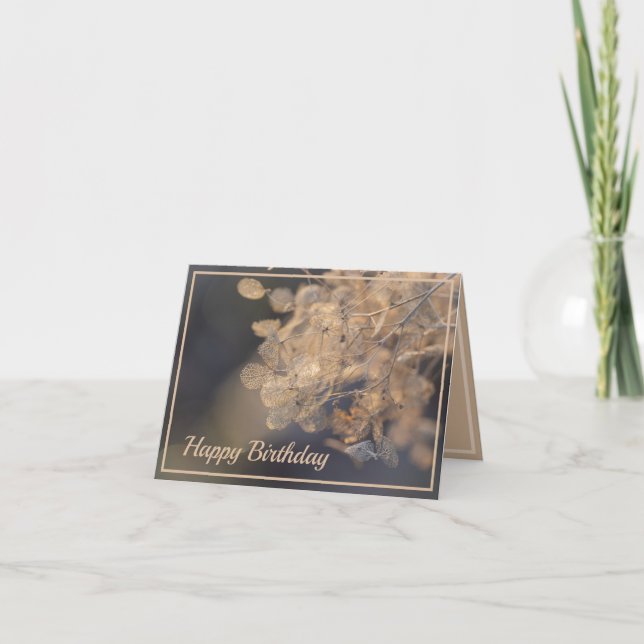 Tarjeta Golden Hydrangea Flowers Winter (Anverso)