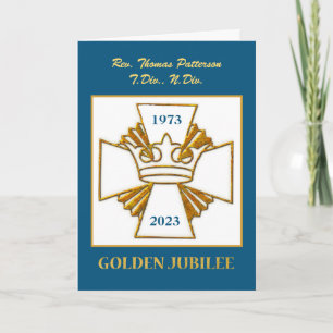 Tarjeta Golden Jubilee Custom Name y Year Gold Crown