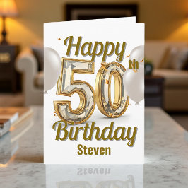 Tarjeta Golden Luxurious Elegance 50th Birthday Greeting