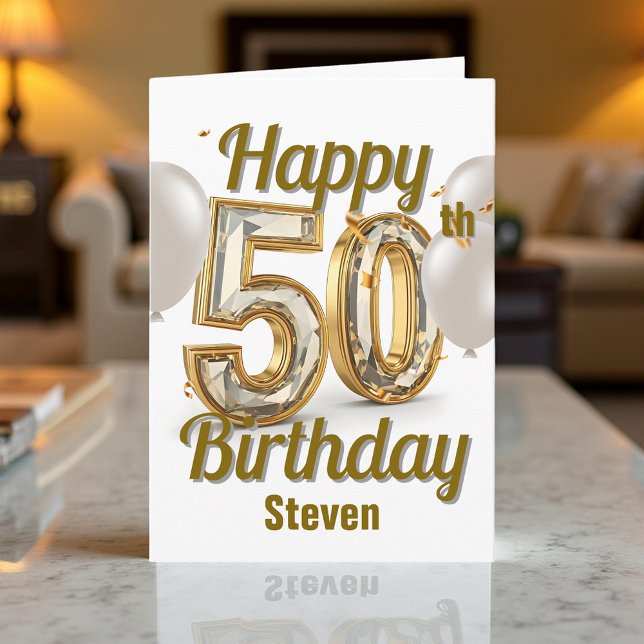 Tarjeta Golden Luxurious Elegance 50th Birthday Greeting (Subido por el creador)