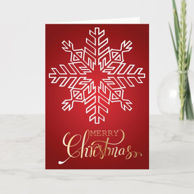 Tarjeta Golden Merry Christmas Snowflake (Anverso)