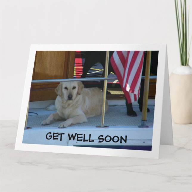 TARJETA GOLDEN RETRIEVE DICE POR FAVOR, VÁYASE BIEN PRONTO (Anverso)