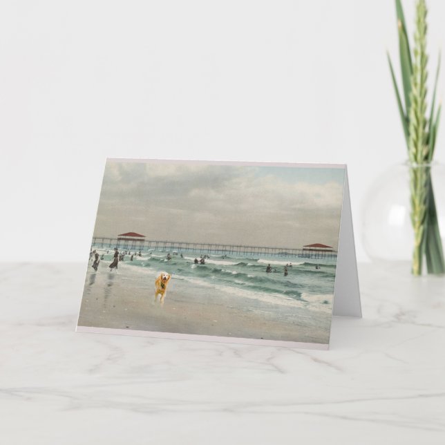 Tarjeta Golden Retriever At The Beach (Anverso)
