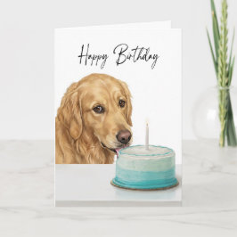Tarjeta Golden Retriever Birthday Cake Inspector