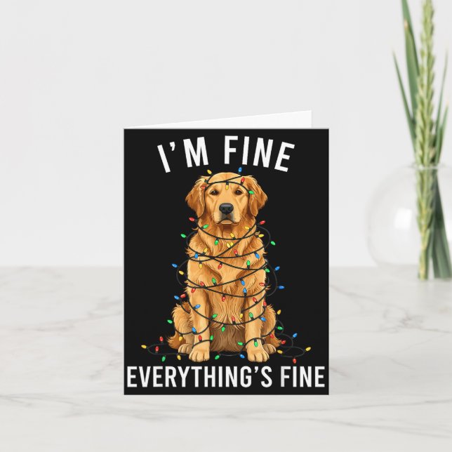 Tarjeta Golden Retriever Christmas I'm Fine Everything Is  (Anverso)