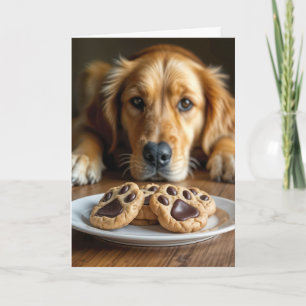 Tarjeta Golden Retriever con cookies de huella digital