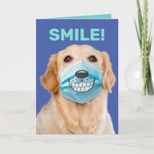 Tarjeta Golden Retriever Con Máscara Sonriente - SONRISA!