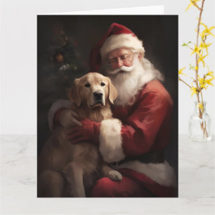 Tarjeta Golden Retriever Con Navidades De Santa Clause