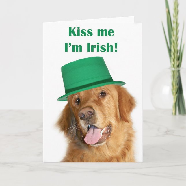 Tarjeta Golden retriever del St Patty (Anverso)