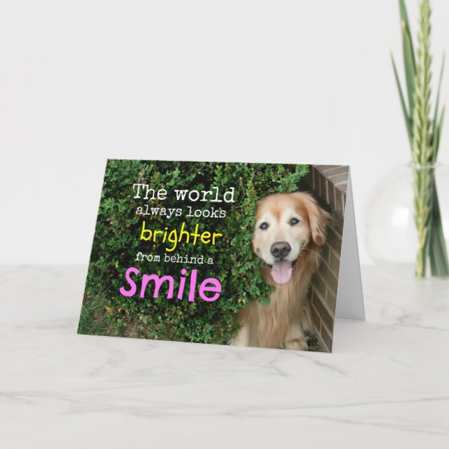 Tarjeta Golden Retriever Detrás De Una Sonrisa (Anverso)