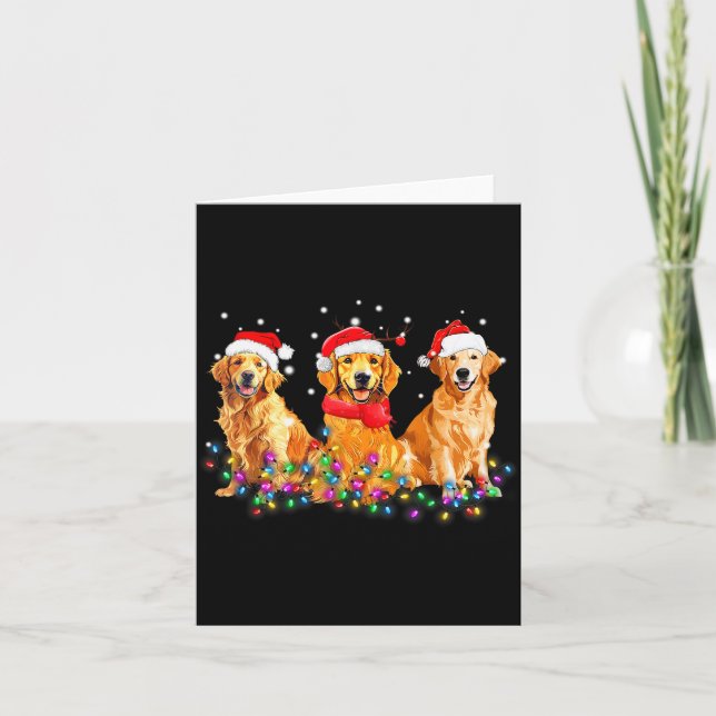 Tarjeta Golden Retriever Dog Christmas Lights Cute Matchin (Anverso)
