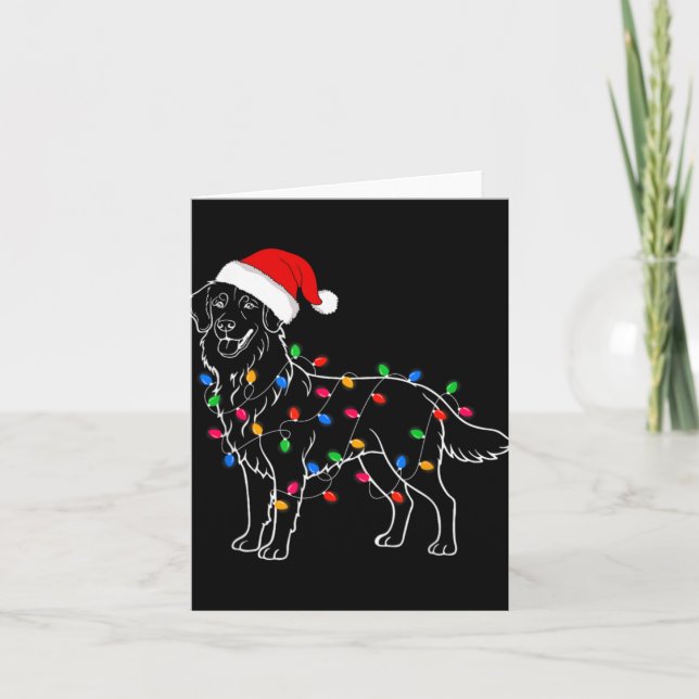 Tarjeta Golden Retriever Dog Christmas Lights Santa Xmas D (Anverso)