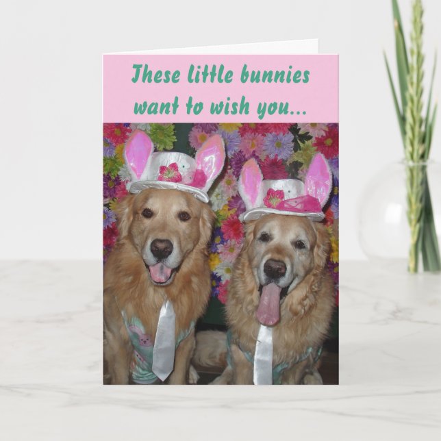Tarjeta Golden Retriever Eggs-tra Special Easter (Anverso)