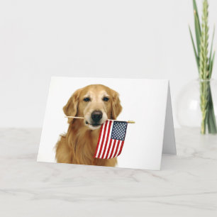 Tarjeta Golden retriever el 4 de julio