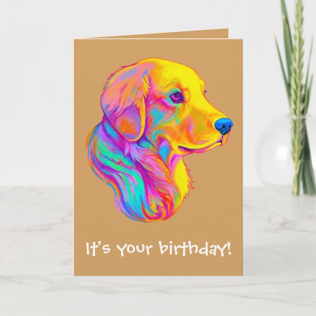 Tarjeta Golden retriever en feliz cumpleaños de los (Anverso)